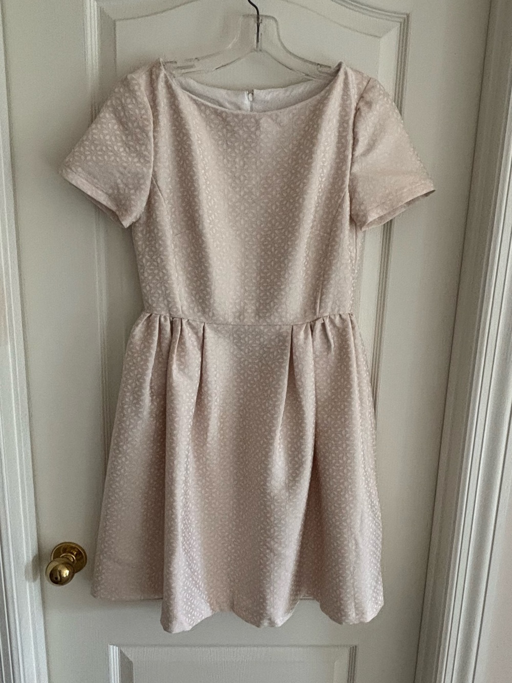 Handmade woman’s sz 4/6? ivory white short sleeve Fit-&-Flare Dress coquette